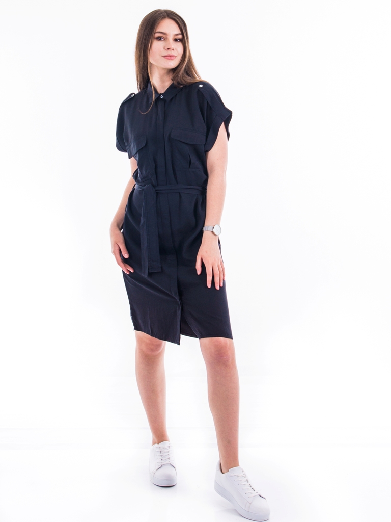 

Платье- рубашка с поясом BEBE PLUS 21582  Черный, Платье- рубашка с поясом BEBE PLUS 21582 L Черный