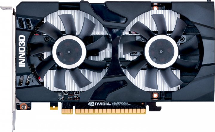 

Видеокарта GeForce GTX 1650, Inno3D, Twin X2 OC, 4Gb GDDR6, 128-bit, HDMI/2xDP, 1710/12000 MHz (N16502-04D6X-1177VA25)