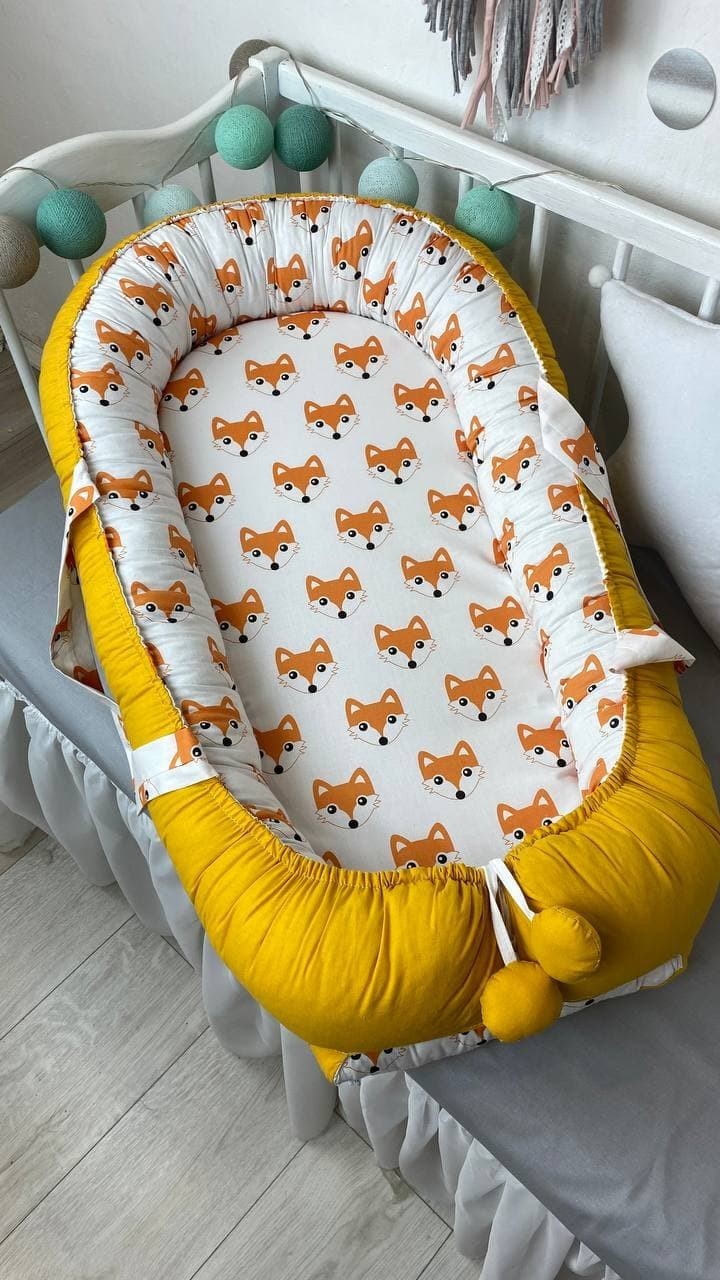 

Кокон/Гніздечко/babynest для новонароджених Лисичка Колір Жовтий, Білий