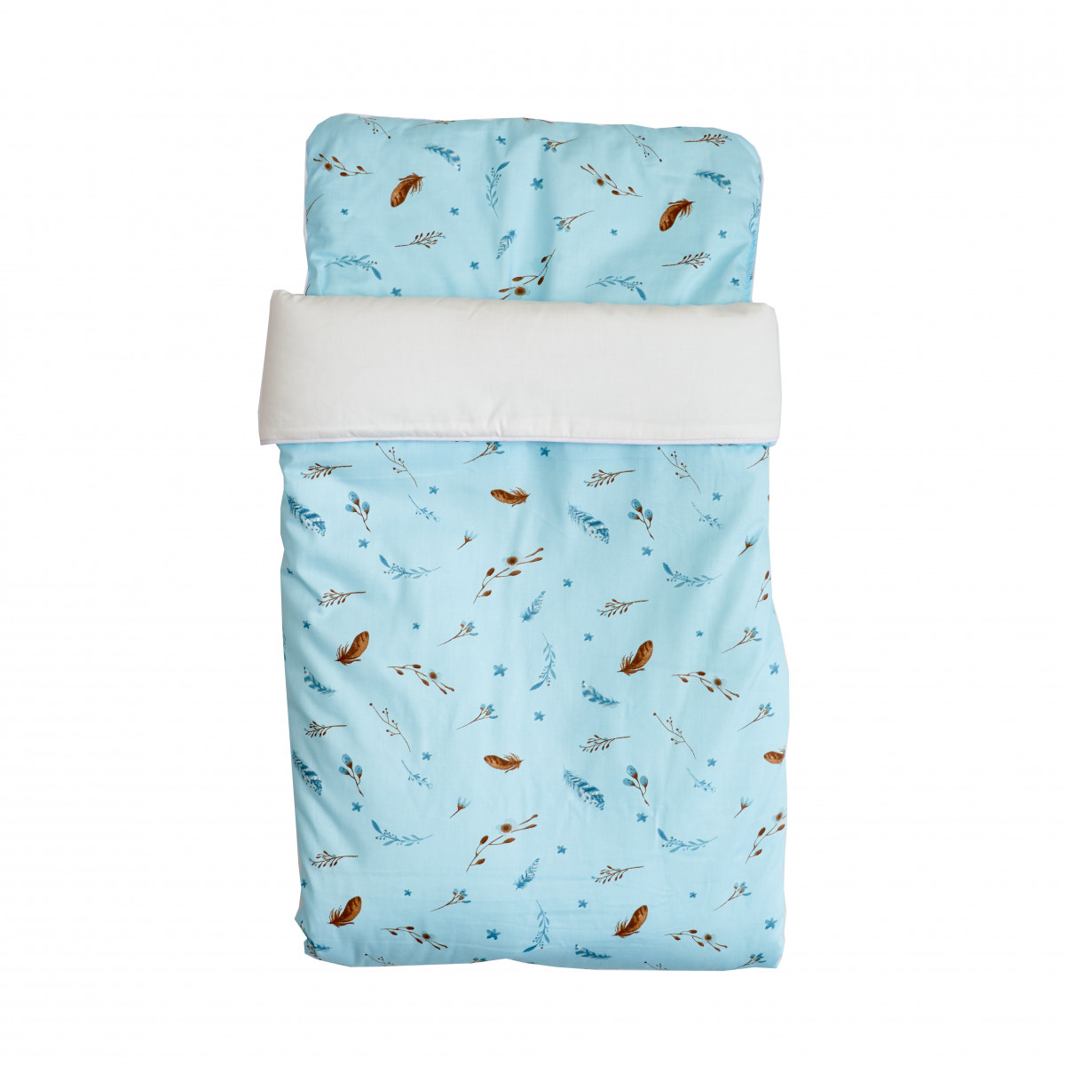 

Плед детский + подушка Twins Перышки 1422-NTPS-04 Голубой/Белый с принтом и наполнителем slimtex