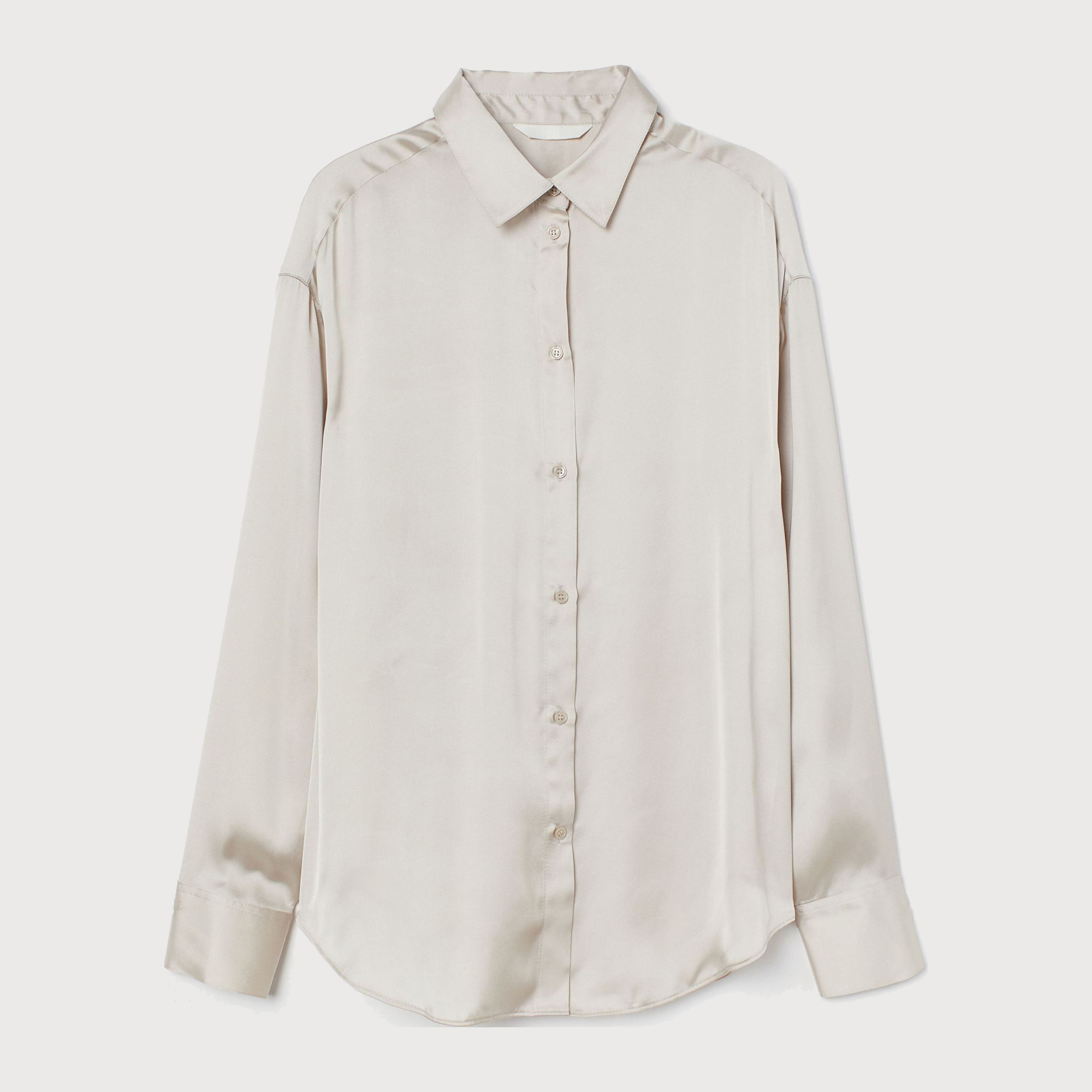 

Рубашка H&M 9385802 M Светло-серая с бежевым