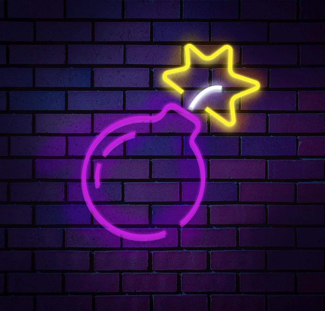 

Неоновый светильник LeditShine Бомба 30х30см