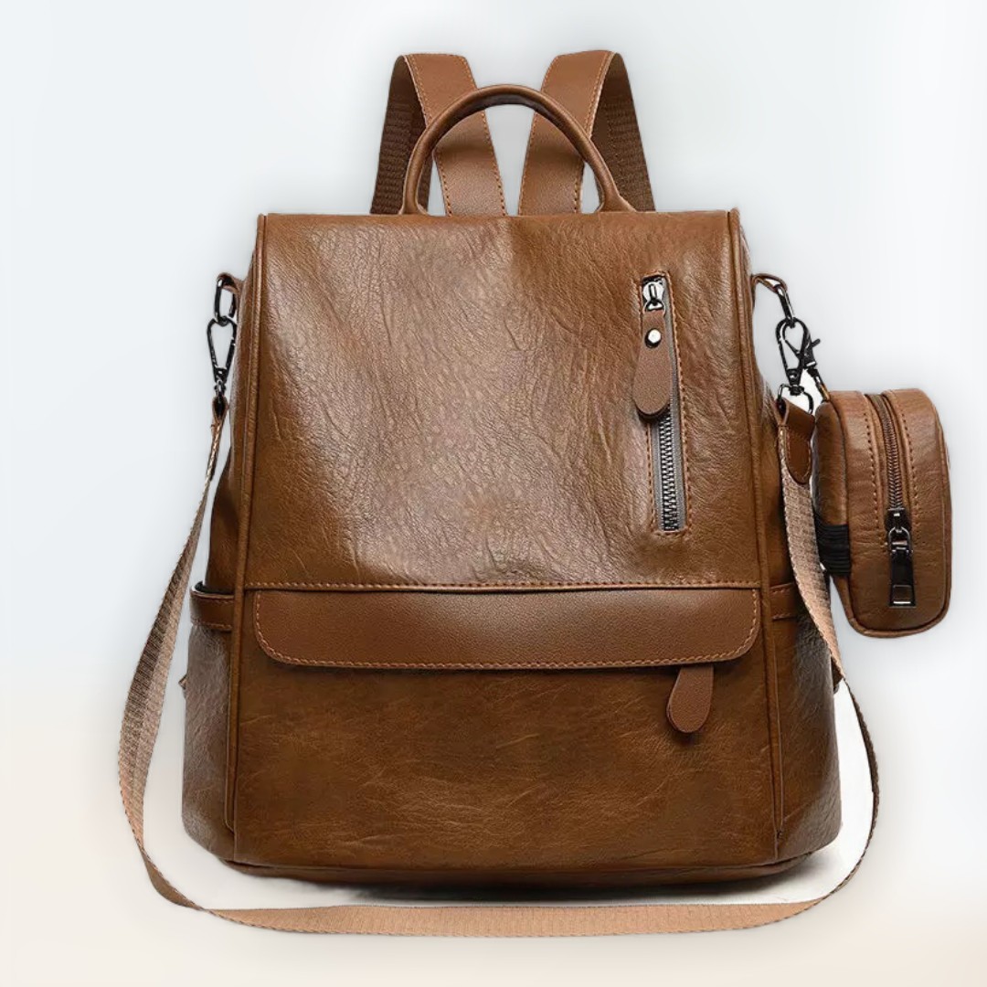 

Стильный комплект женский рюкзак + кошелек BROWN Антивор