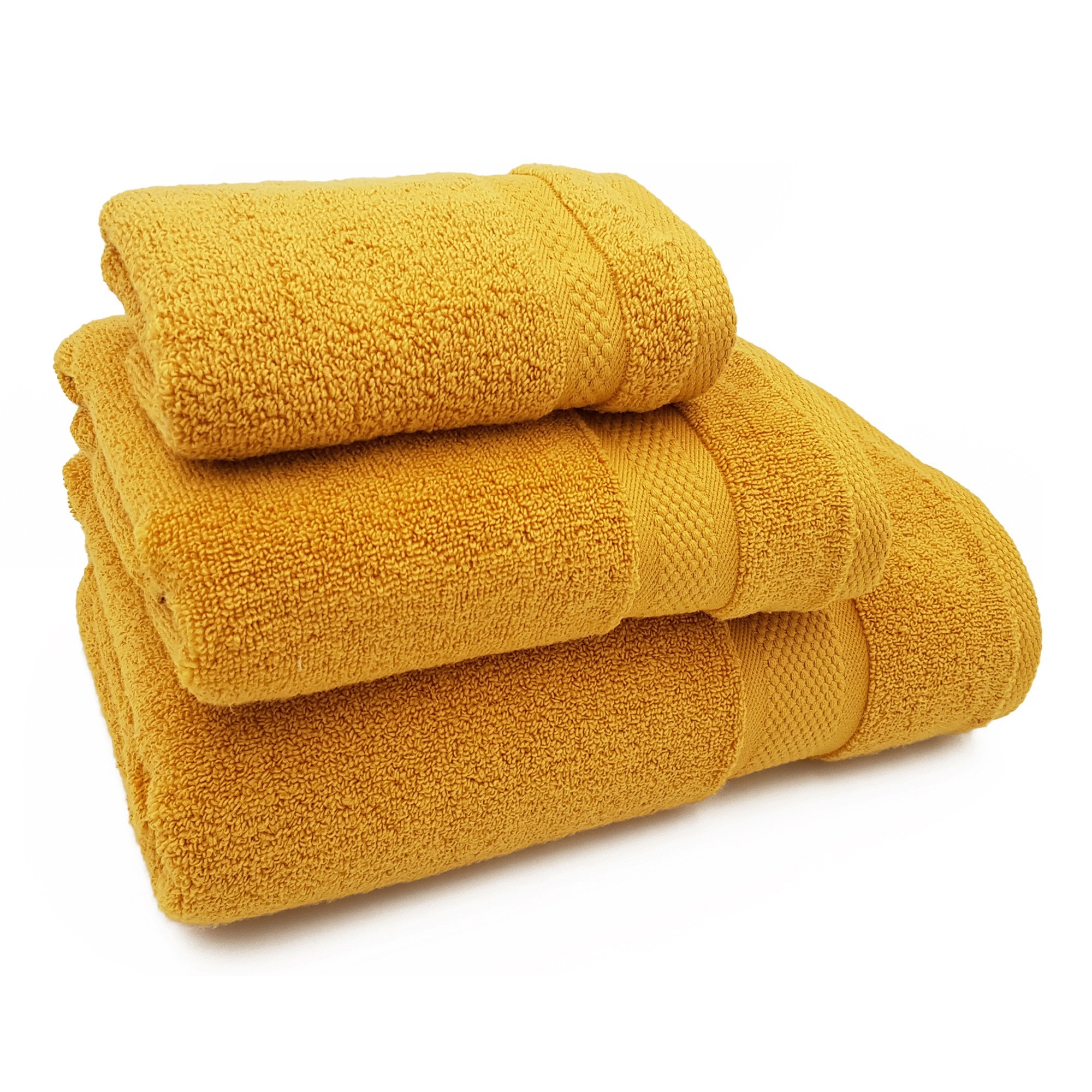 

Комплект из 3 полотенец - 100% хлопок - охра - 550 г - 30x50 + 50x90 + 70x130 см