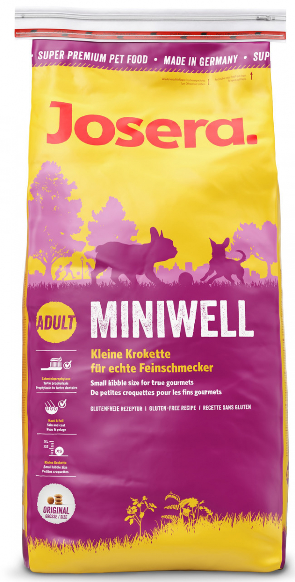 

Сухой корм Josera Miniwell для собак мелких пород гипоаллергенный, утка и индейка 15кг
