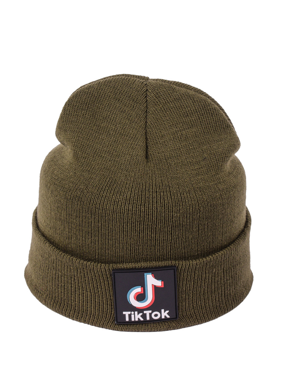 

Шапка унисекс с отворотом TikTok 21-10. Цвет: Мох