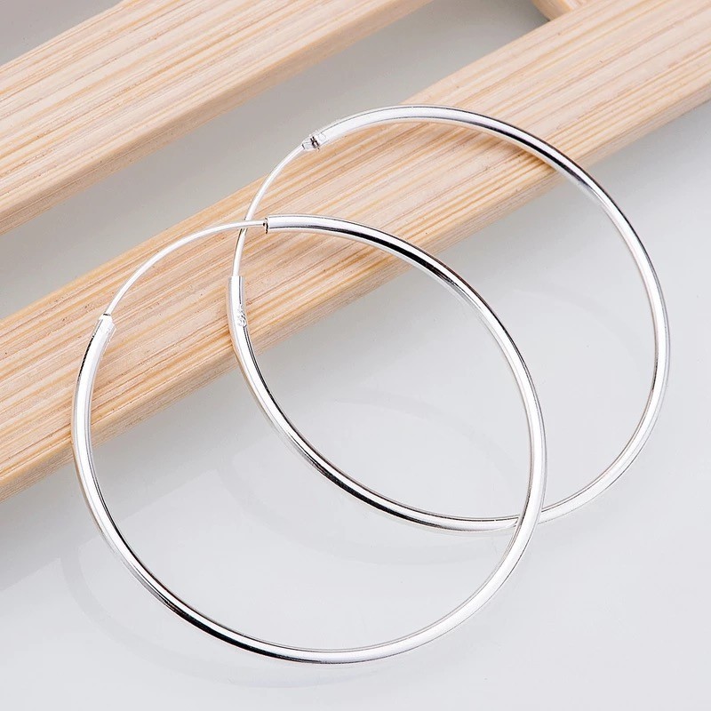 

серьги кольца серебряные 5 см 925 проба