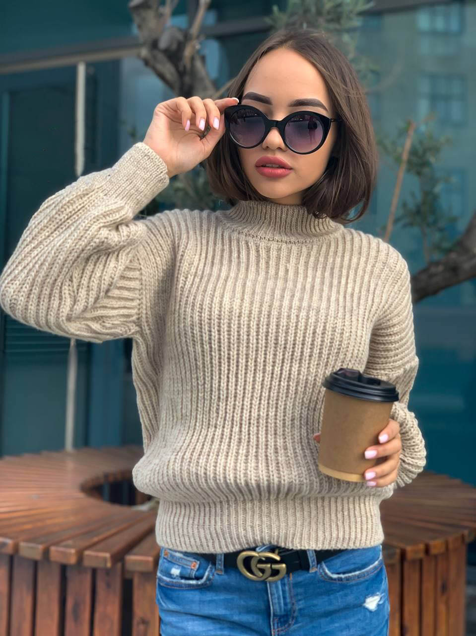 

Fashions • Свитер женскии оверсаи з Лина Fashions 42-52 бежевый (850)