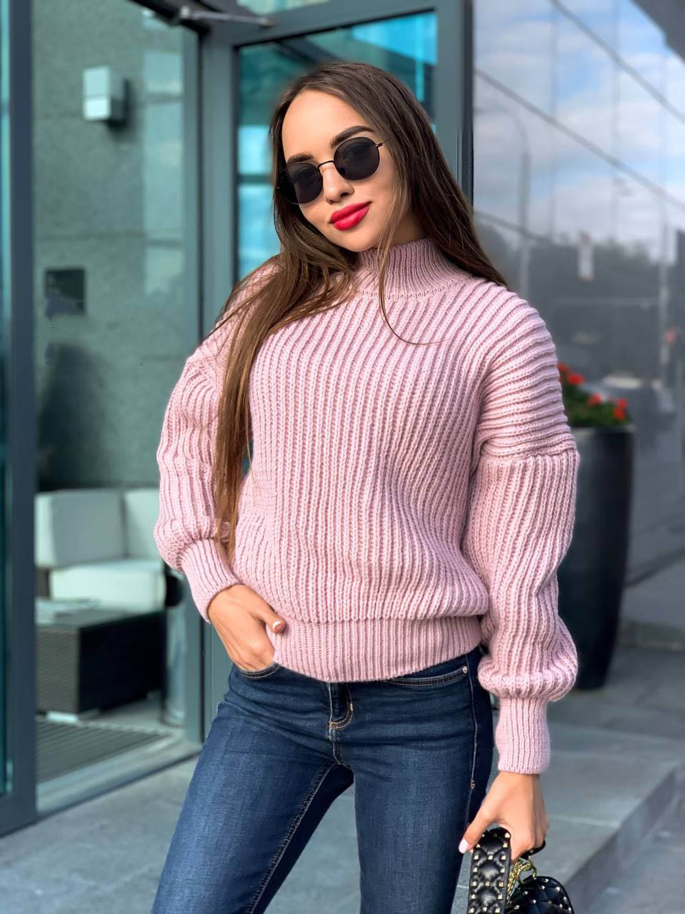

Fashions • Свитер женскии оверсаи з Лина Fashions 42-52 пудра (850)