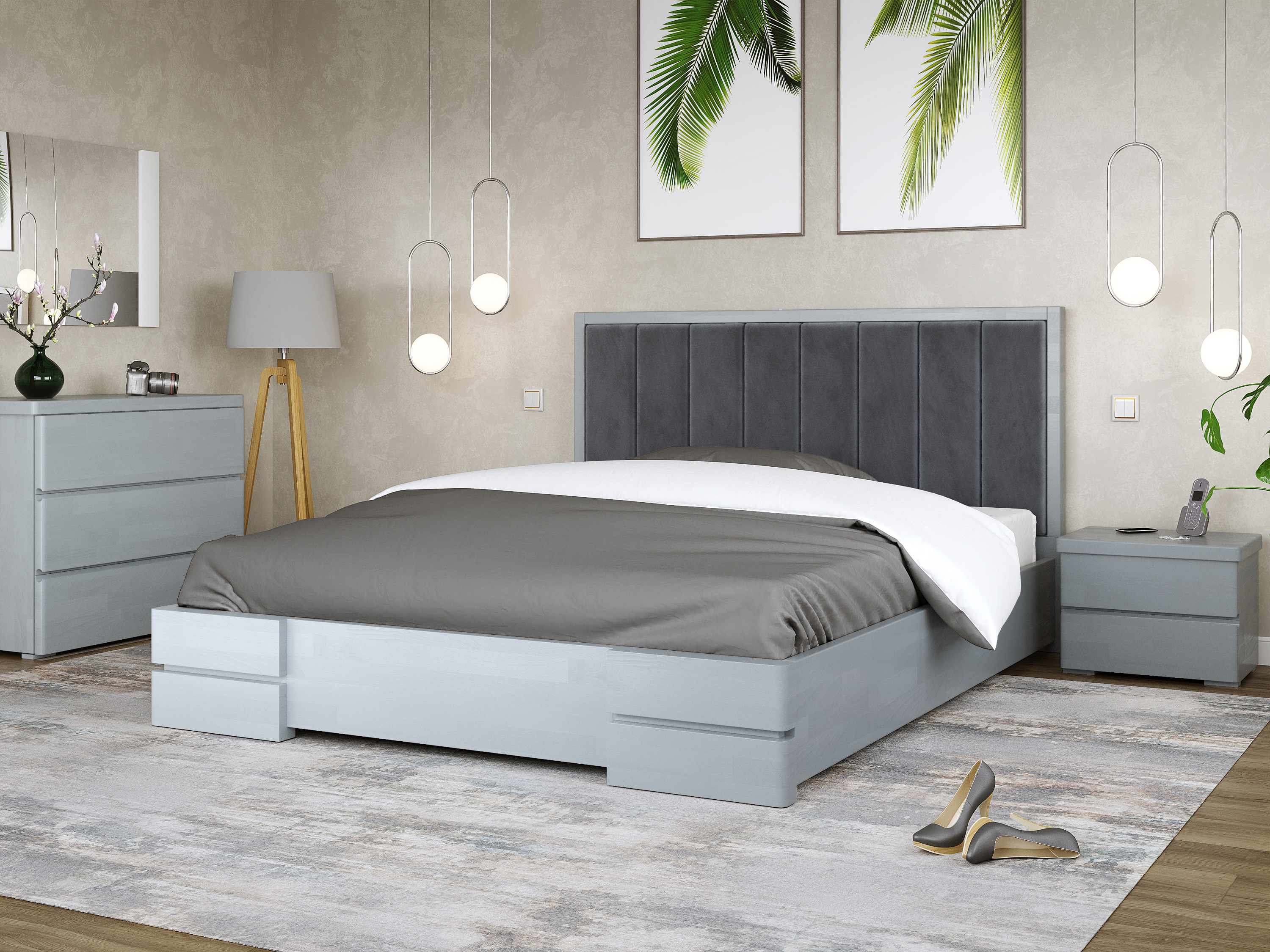 

Кровать Милана Arbordrev (160*200) бук Серый + Riviera 80