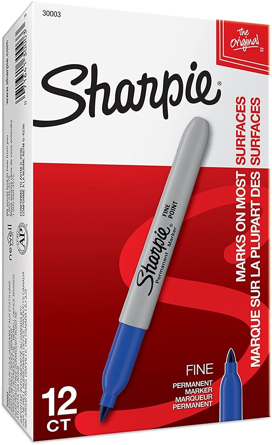 

Маркеры перманентные Sharpie Permanent Markers, Fine Point Синий 12 шт. (‎30003)