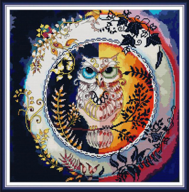 

Набор для вышивания по нанесённой на канву схеме "Day and night ".AIDA 14CT printed , 42*42 см