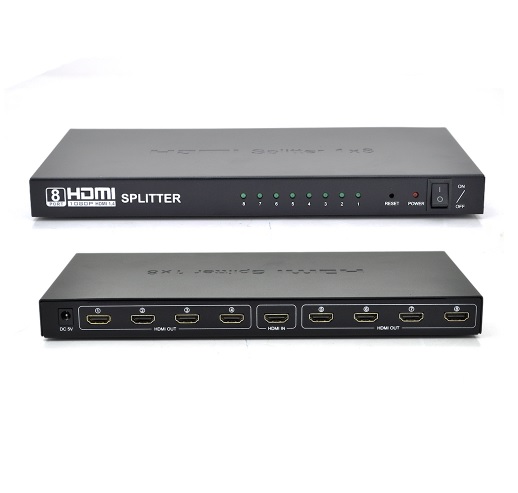 

Активный HDMI сплиттер 1=>8 порта 4K/2K/3D 1080Р 3840х2160 v1.4 DC 5V/2A