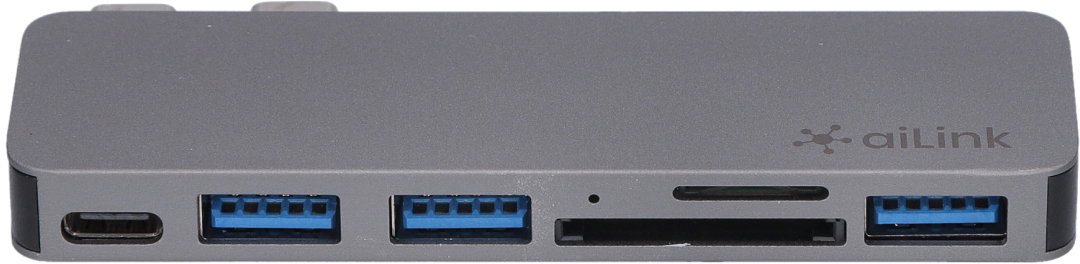 Акція на USB-хаб адаптер Ailink Aluminium USB-C SD Hub Card Reader Multi Port 6 в 1 Space Grey (AI-DC6_sg) від Rozetka UA