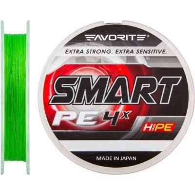 

Шнур Favorite Smart PE Light Green 4x 150m #3.0/0.296mm 15.5kg