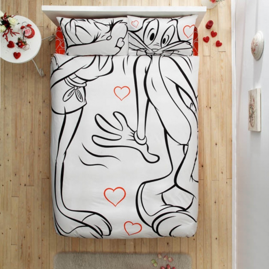 

Постельное белье Tac Disney Freemood Bugs Bunny Lola Bunny Amour евро