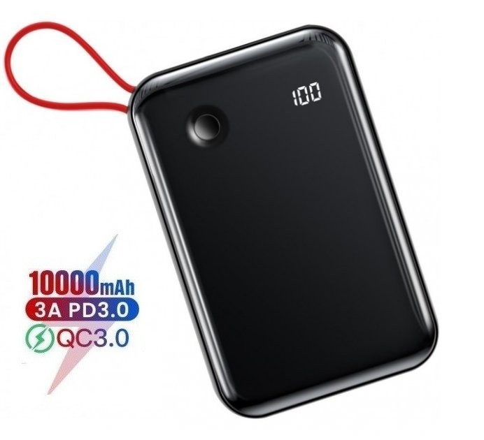 

Павербанк Baseus Quick Charge 15W/3A 10000 mAh + кабель Lightning black