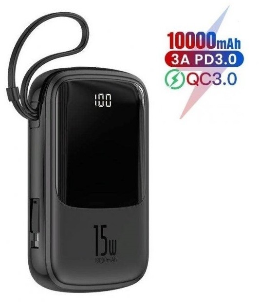 

Павербанк Baseus Display 10000mAh 15W + кабель Lightning black