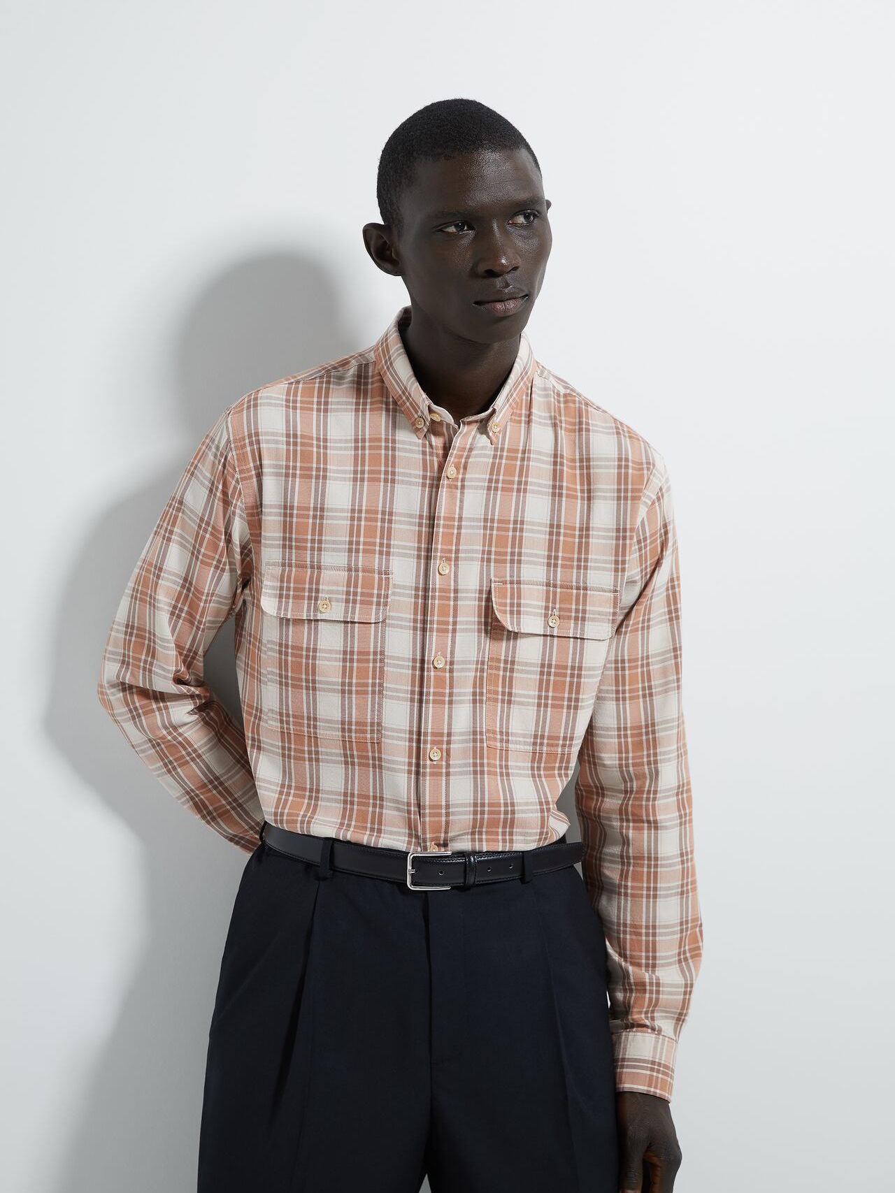 

Рубашка Zara XAZ240200IRWZ S Бежевая в клетку
