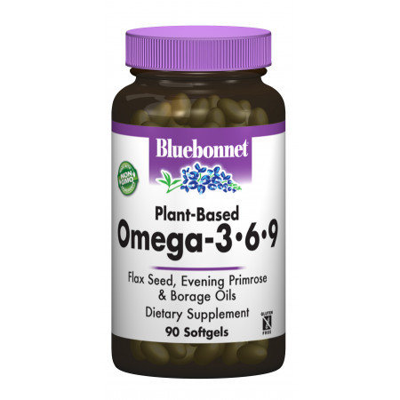 

Комплекс незаменимых жирных кислот Bluebonnet Nutrition Plant-Based Omega 3-6-9 1000 мг 90 капсул (333057)