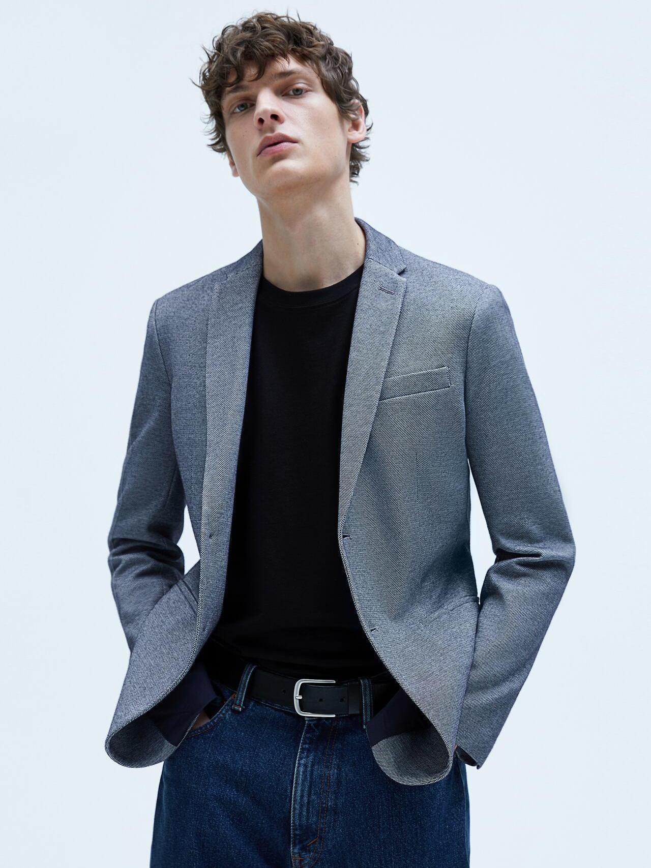 

Пиджак Zara XAZ264261UHGT M Темно-синий-белый
