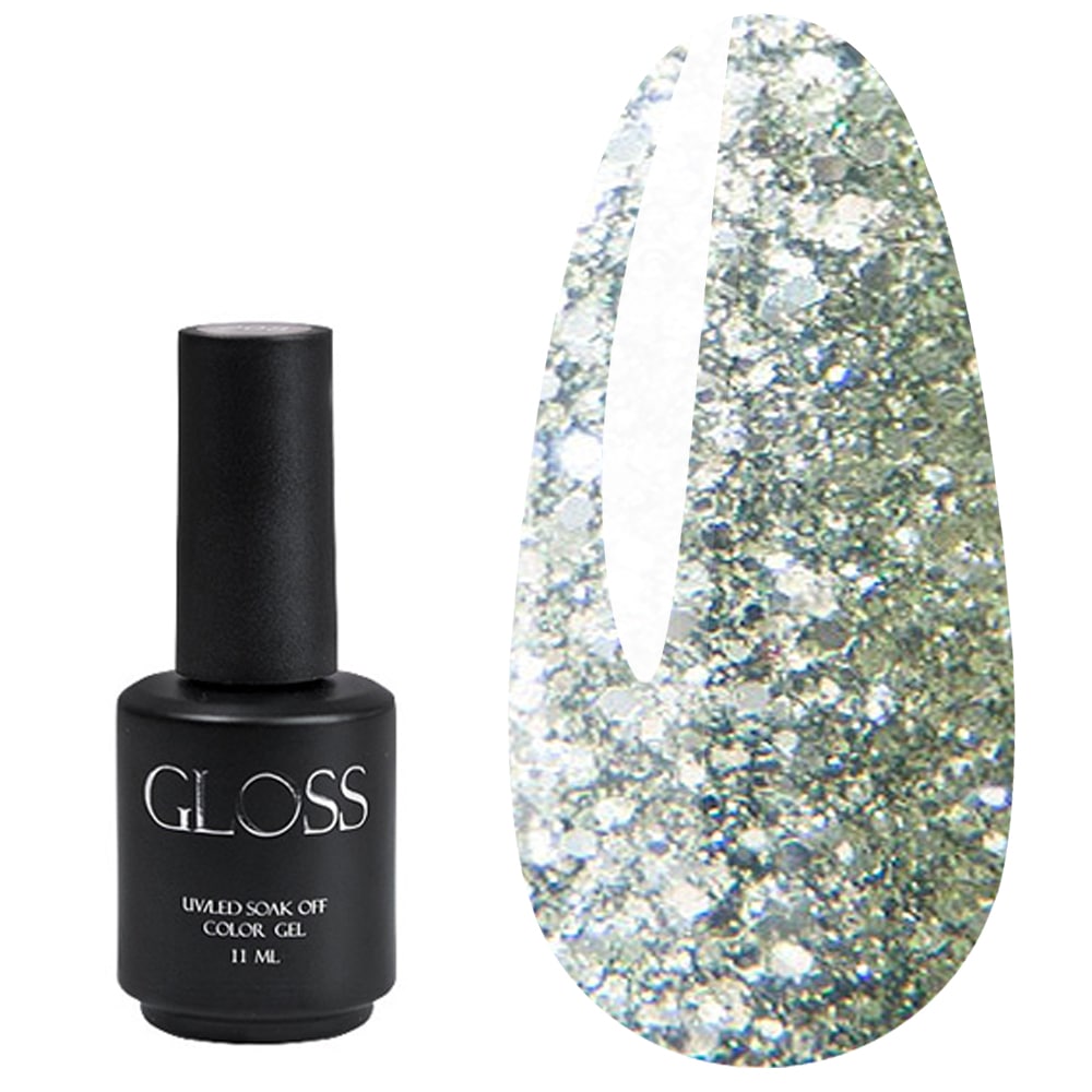 Гель-лак GLOSS №412 теплый серебристый, микроблеск 11 мл (0073256) от ...