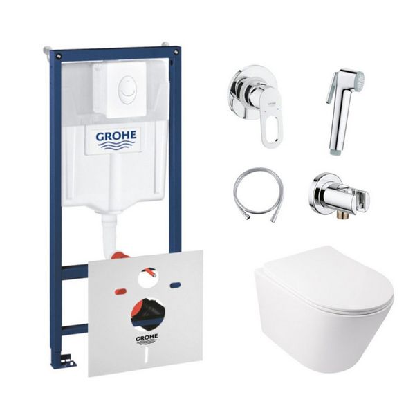 

Комплект инсталляция Grohe Rapid SL 38722001 + унитаз с сиденьем Qtap Swan QT16335178W + набор для гигиенического душа со смесителем Grohe BauLoop 111042