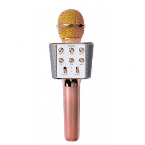 

Микрофон-караоке Беспроводной c USB, microsd + Колонка Original WS-1688 Gold-Rose с изменением голоса