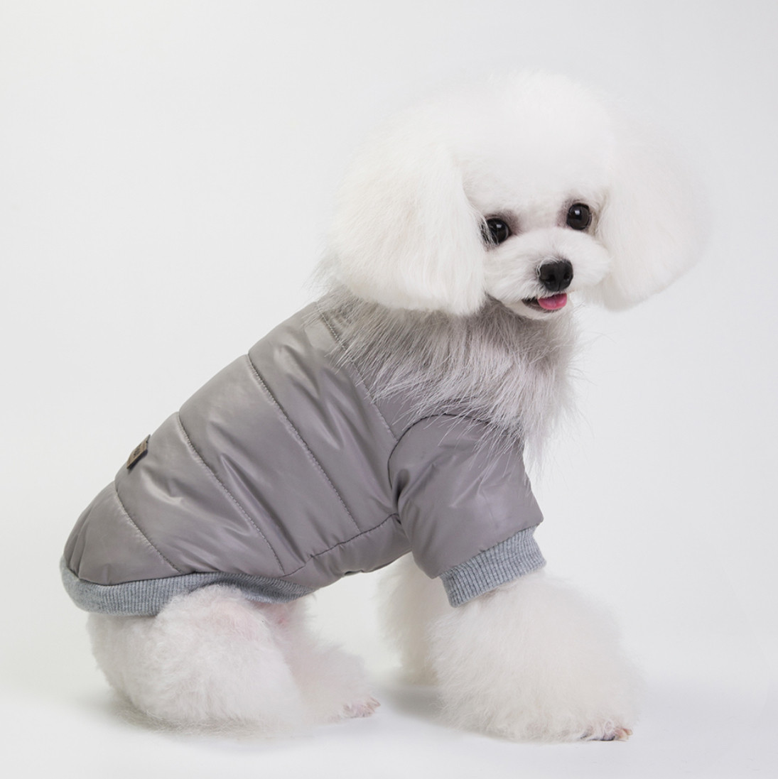 

Куртка для собак с меховым воротником Dog Baby Style S Grey