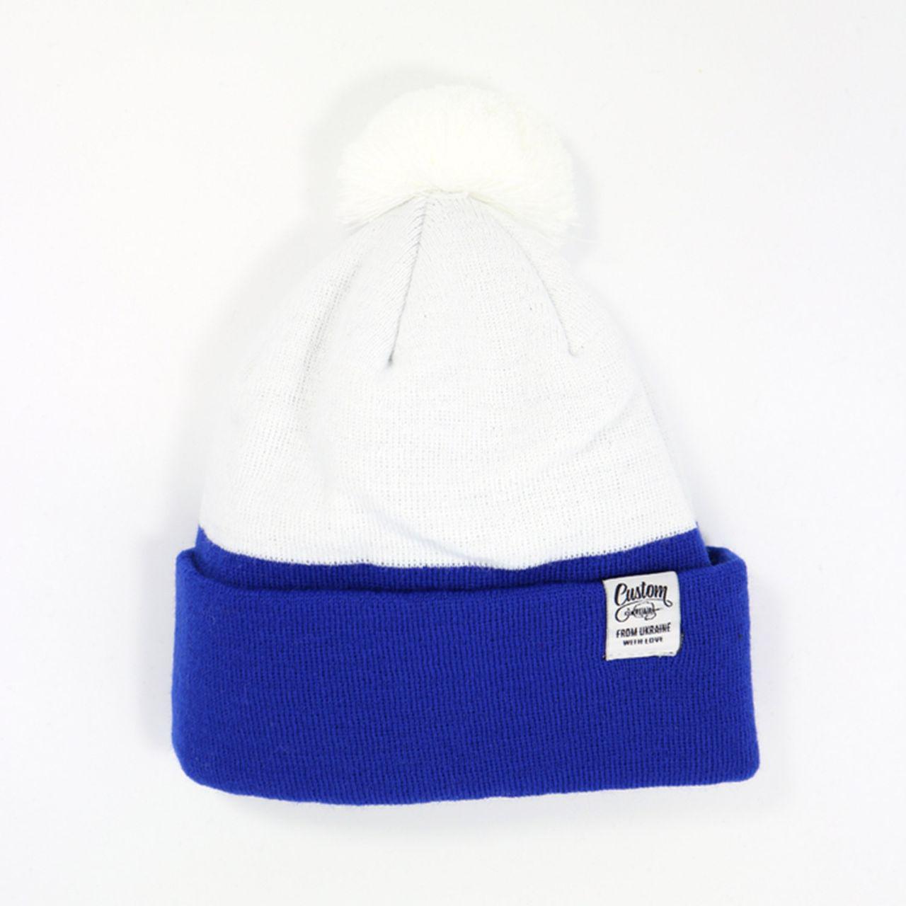 

Шапка Custom Wear с бубоном, электрик с белым