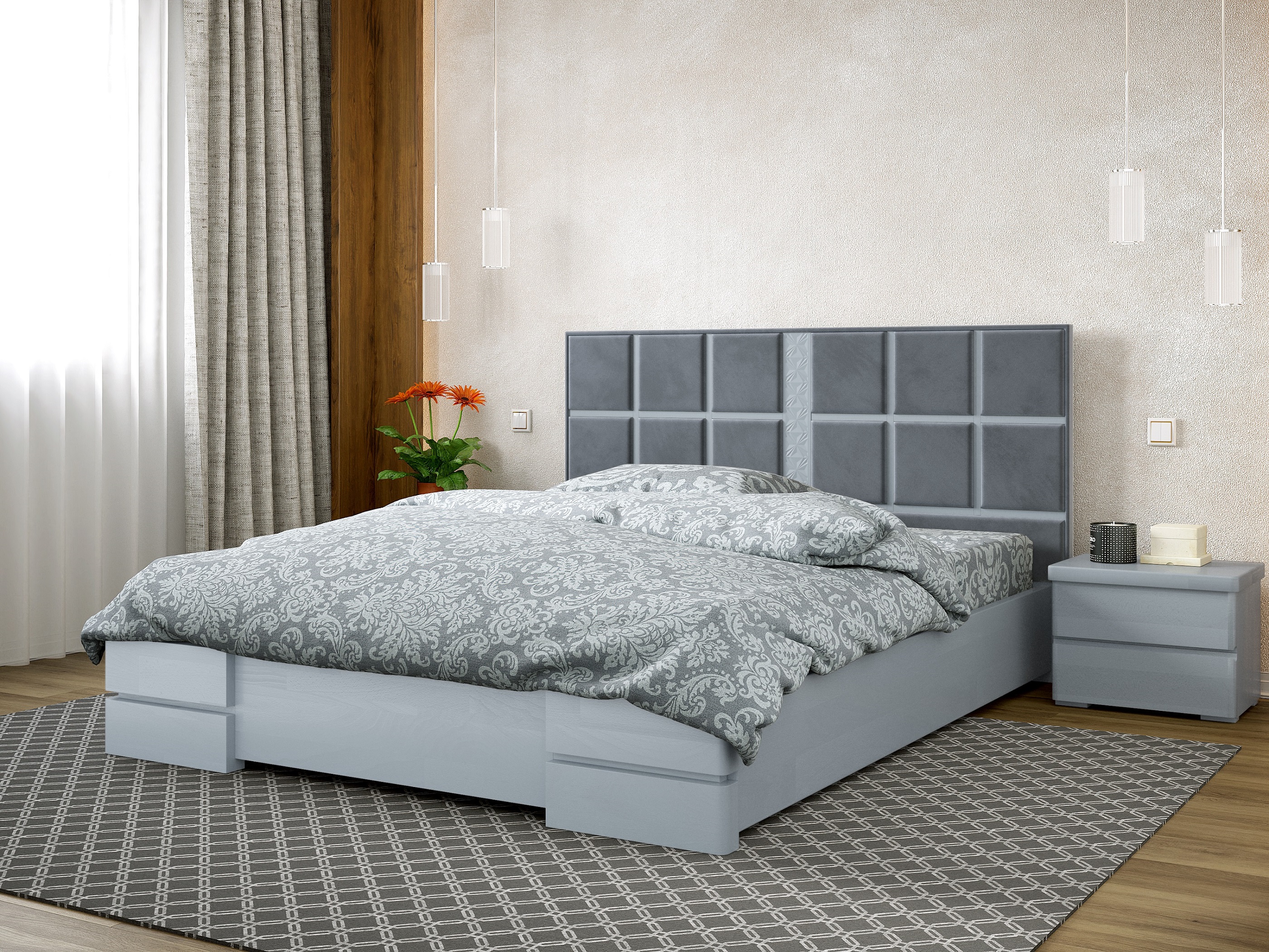

Кровать Прованс Arbordrev (160*200) сосна Серый + Riviera 80