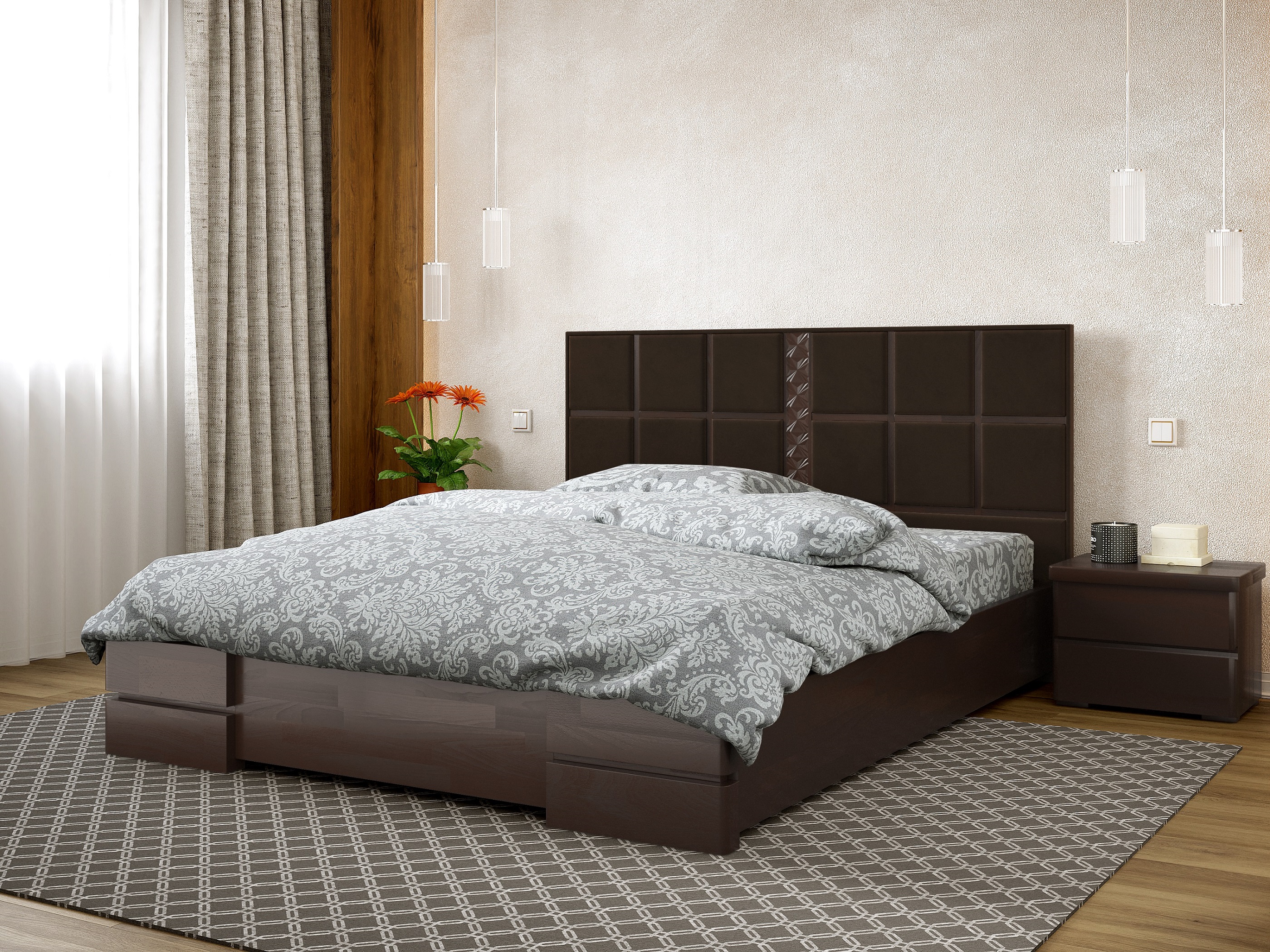 

Кровать Прованс Arbordrev (180*200) сосна Темный Орех + Riviera 28