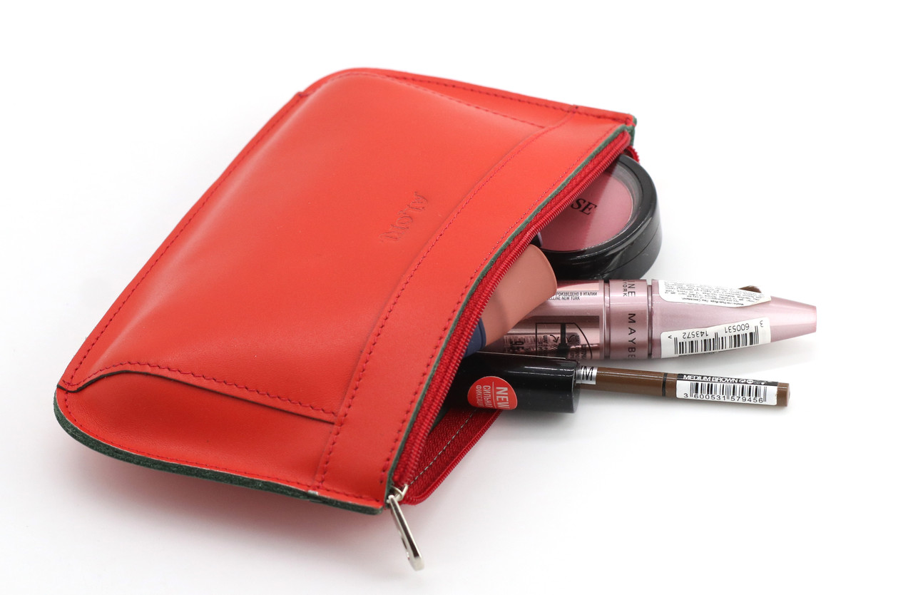 

Косметичка натуральная гладкая лаковая кожа ALORI, красный KS-01-1 Red/Green