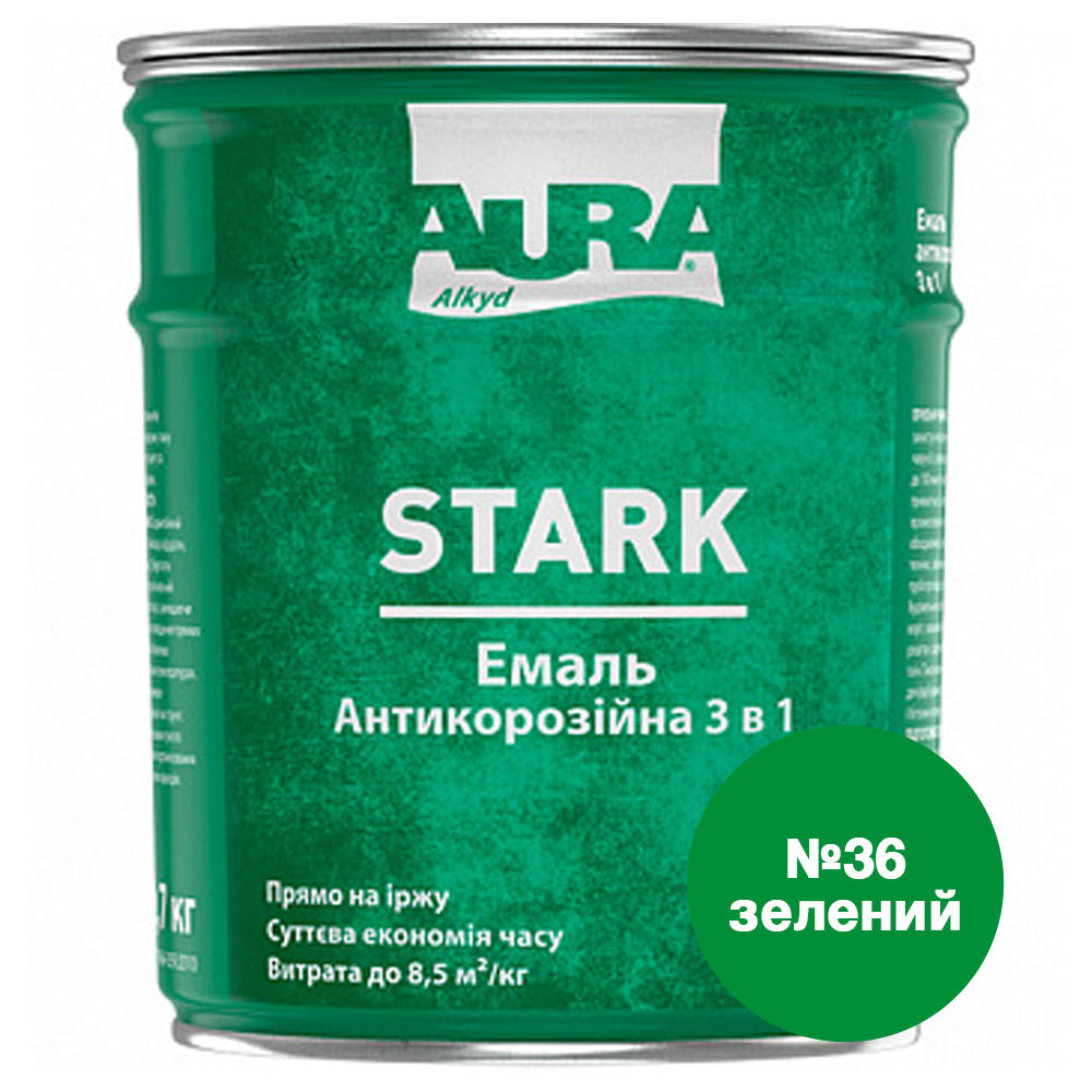 

Эмаль антикоррозионная 3 в 1 Aura Stark зеленый №36 2 кг