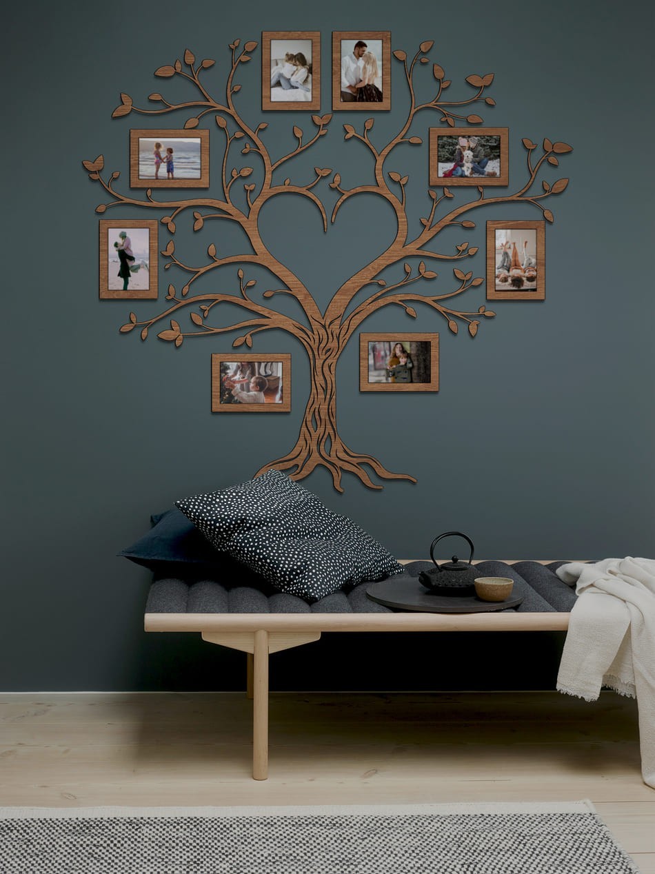 

Семейное дерево для фотографий 8 рамок LikeWood Heart L 180 × 165 см Светлый орех