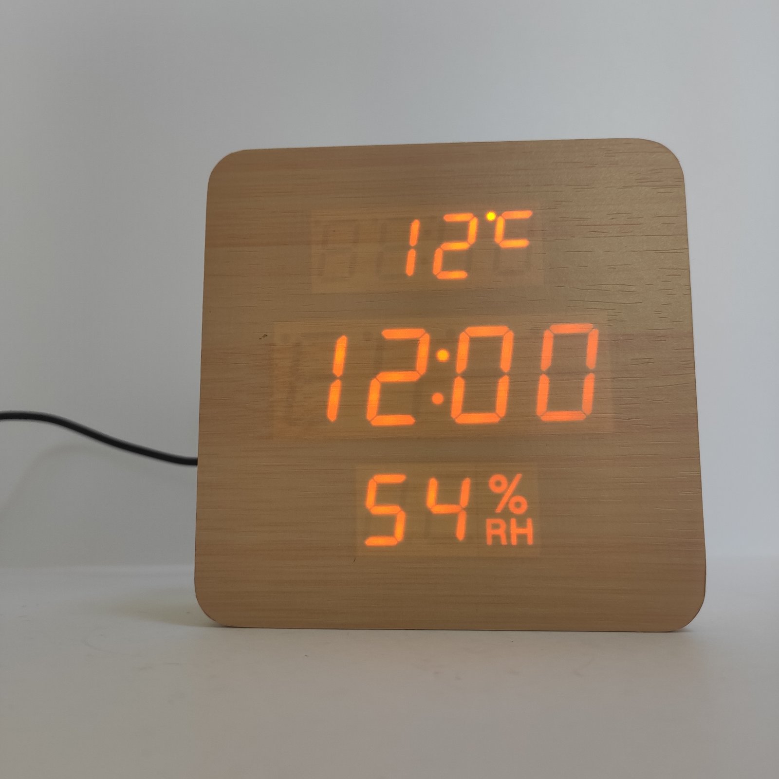 

Электронные LED часы светлое дерево с оранжевой подсветкой Wooden Clock VST-872S c температурой и влажностью