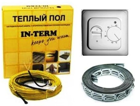 

Комплект теплого пола кабельного с недельным термостатом IN THERM 1300W 64m