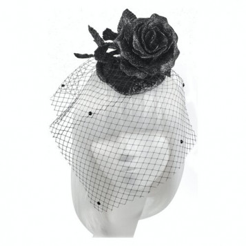 

Вуалетка Чёрная роза с вуалью Halloween 19-1035BLK