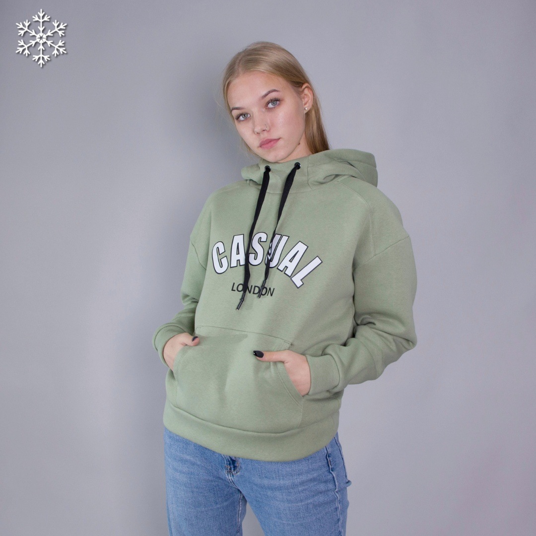 

Женский теплый худи Teamv Casual 3 Оливковый S