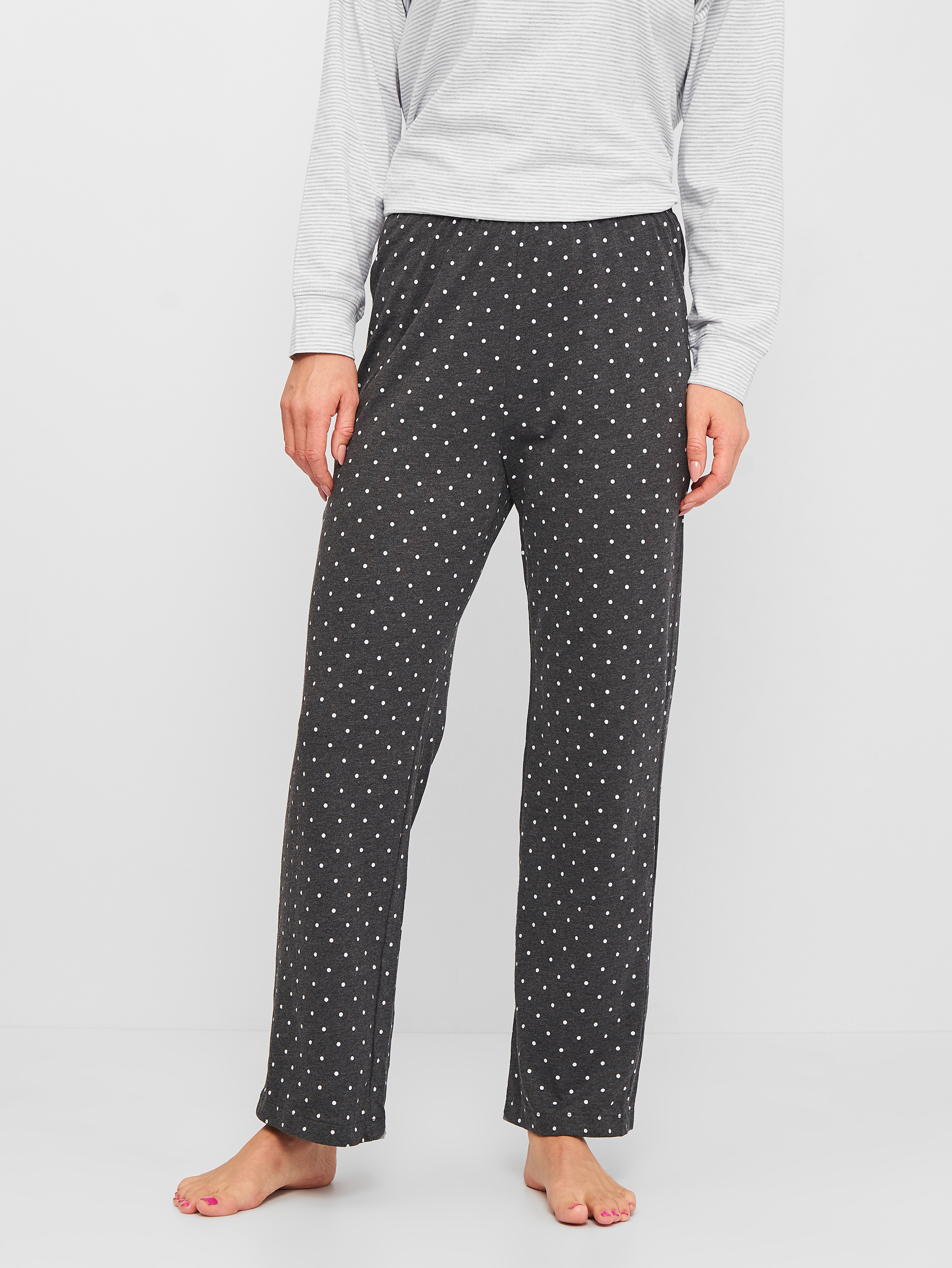 

Штаны пижамные H&M 2307-9439532 XS Темно-серые горох