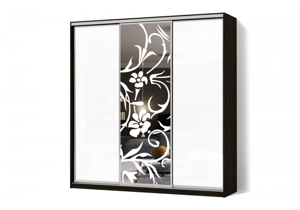 

Шкаф-купе Luxe 3 двери Пескоструй/Пескоструй/Пескоструй рисунок 5nr + матовое зеркало 7 CLS - IV 220 x 220 x 45 см