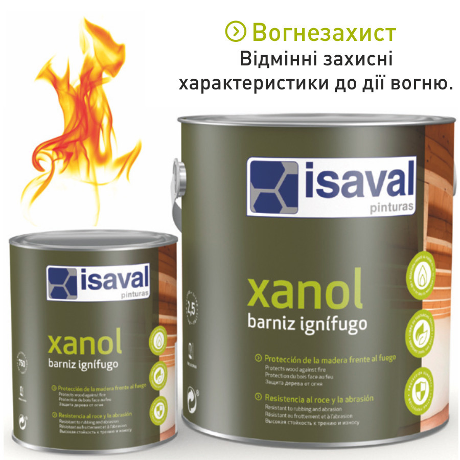 

Огнестойкий лак для дерева Ксанол 0,75л ISAVAL
