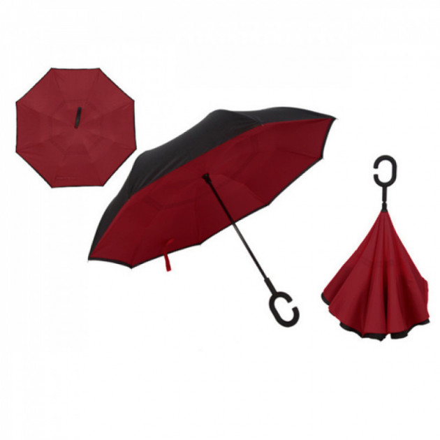 

Зонт наоборот ветрозащитный обратного сложения бордовый Up-Brella 187141