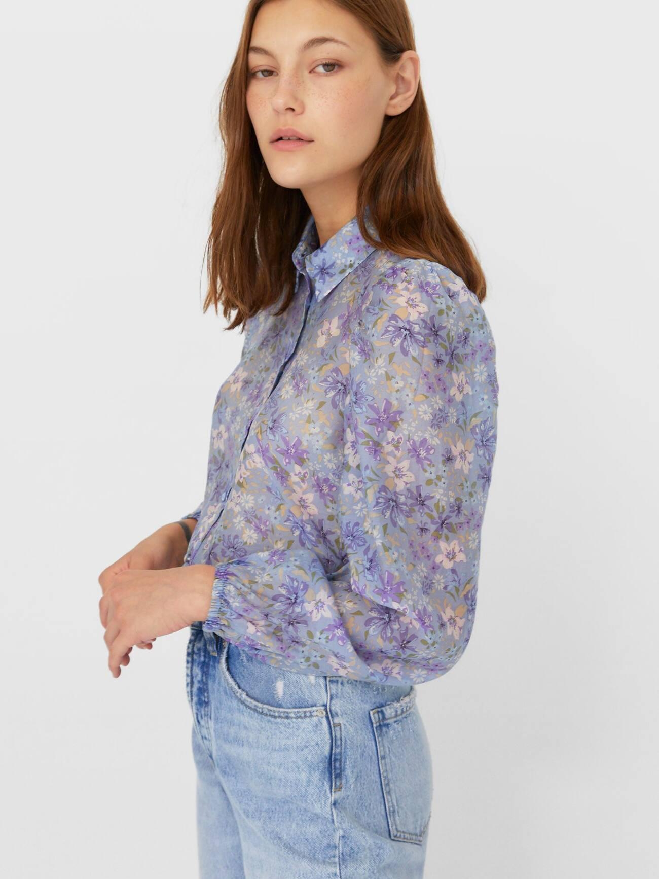 

Блузка Stradivarius XAZ283659BYBR M Голубая с разноцветным