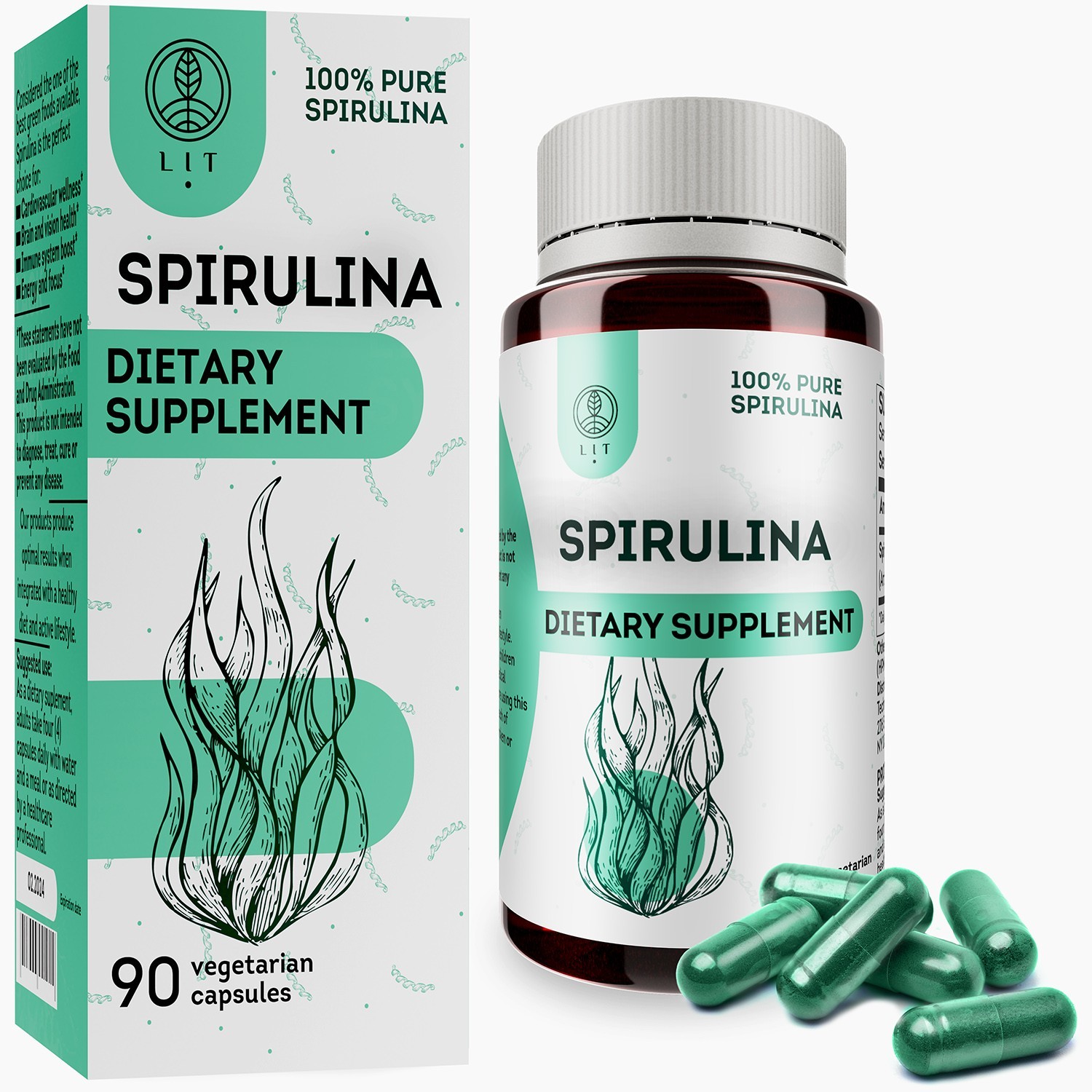 

Спирулина (spirulina) LIT в капсулах (90 капсул) веган