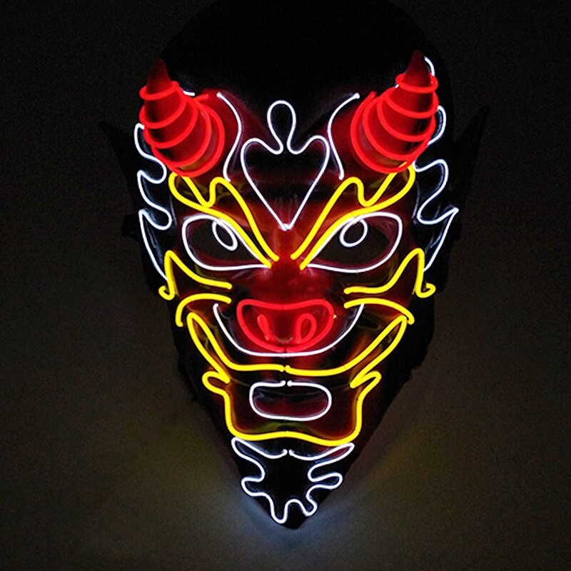 

Светящаяся маска Led Mask Devil неоновая маска с подсветкой в виде дьявола с рогами, для косплей и хэллоуин