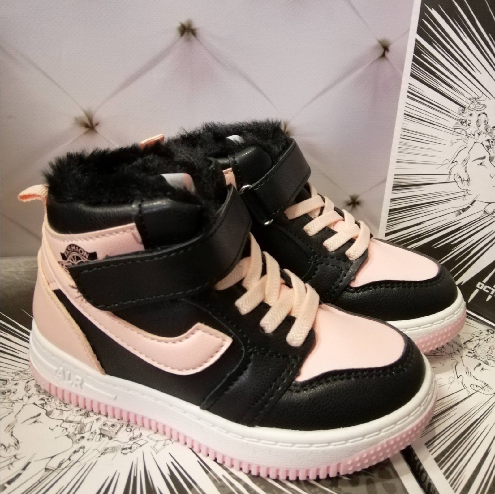 

Зимние хайтопы для девочки Clibee 682 P pink розово-черный р.32-18 см