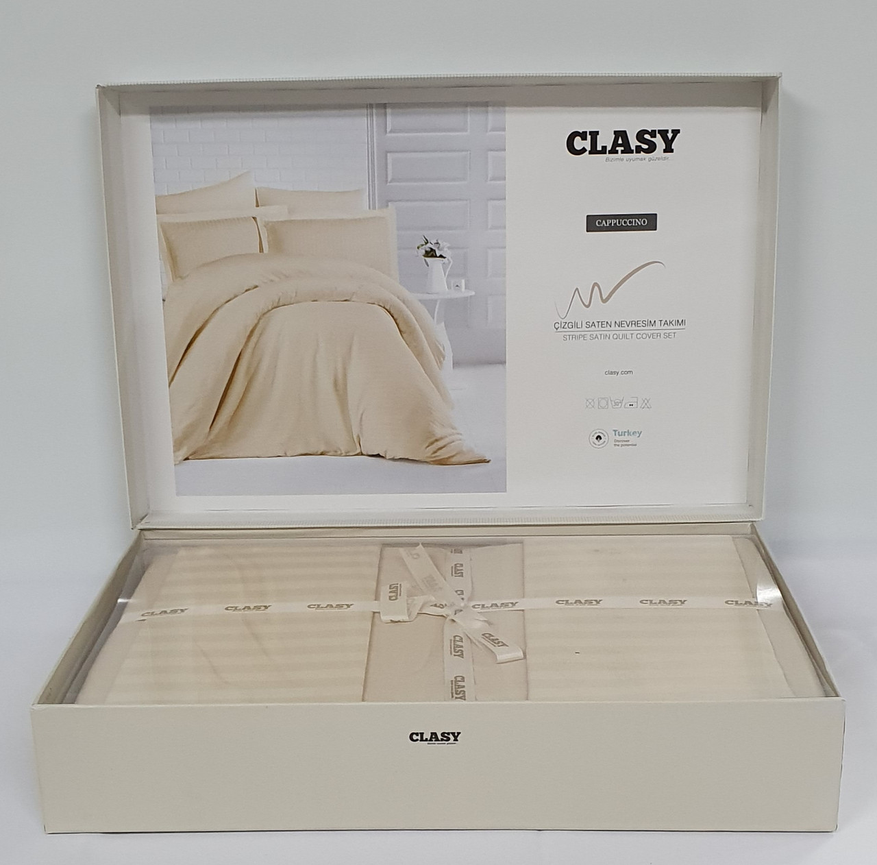 

Постельное белье CLASY страйп-сатин 200x220 см Cappucchino
