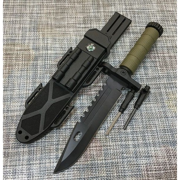 

Охотничий тактический нож 32 см CL 251B + Огниво + Чехол с компасом (00000XS2518B)