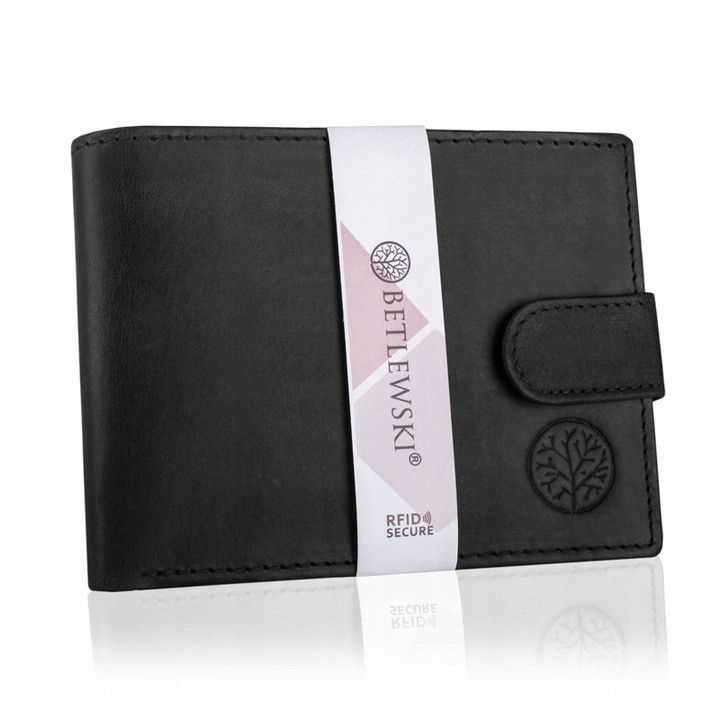 

Мужской кожаный кошелек Betlewski с RFID 9,5 х 12,5 х 2,5 (BPM-HT-60) - черный